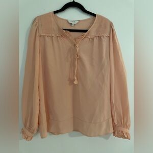 Joie 100% Silk V-Neck Long Sleeve Top in Blush Pink Size M